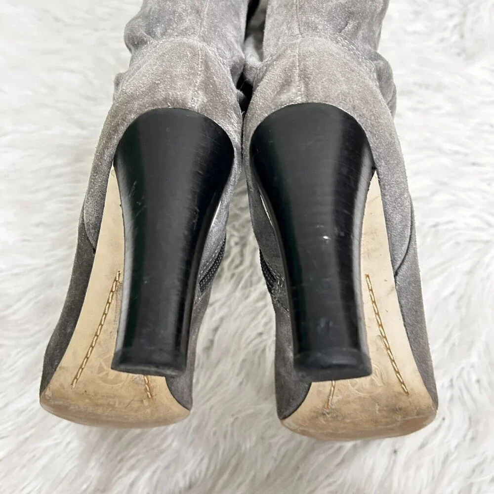 MICHAEL‎ MICHAEL KORS Tall Slouchy Shaft Boots Stale Grey Suede Leather Size 7 M